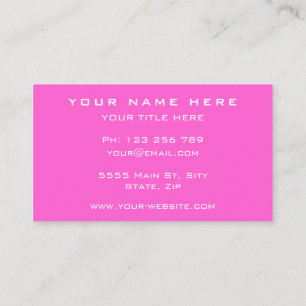 Carte De Visite Custom Colors and Font Your Business Card - Pink
