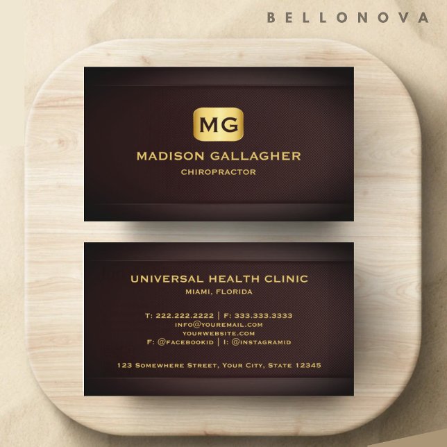 Carte De Visite Custom Dark Red Maroon Gold Healthcare (Custom Dark Red Maroon Gold Healthcare Business Card)