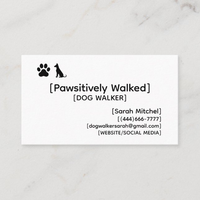 Carte De Visite Custom Dog Walker and Dog Groomer Business Cards (Devant)