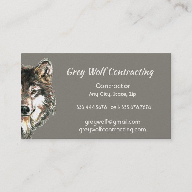 Carte De Visite Custom Grey Wolf Contractor  (Devant)