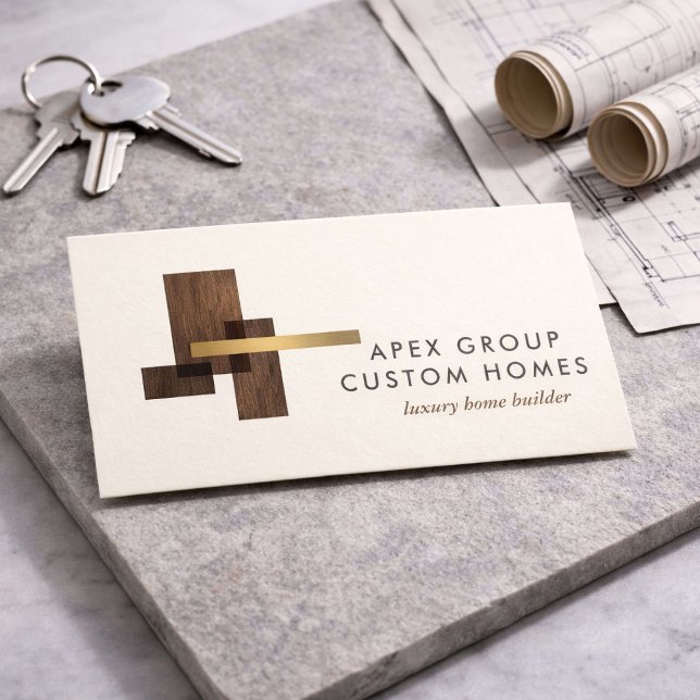 Carte De Visite Custom Home Builder Logo Ivory (Créateur téléchargé)