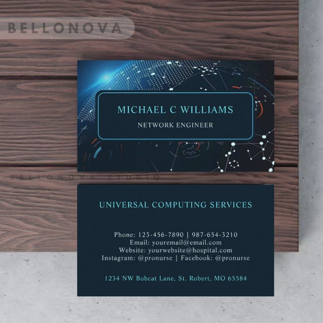 Carte De Visite Custom Light Dark Navy Blue White Earth web (Custom Light Dark Navy Blue White earth web Business Card)