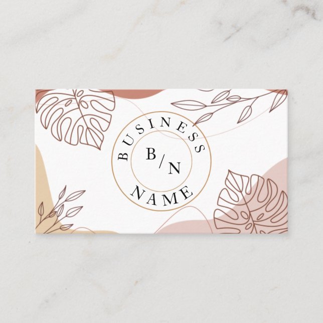 Carte De Visite Custom Logo Abstract Minimal Boho Business Card (Devant)