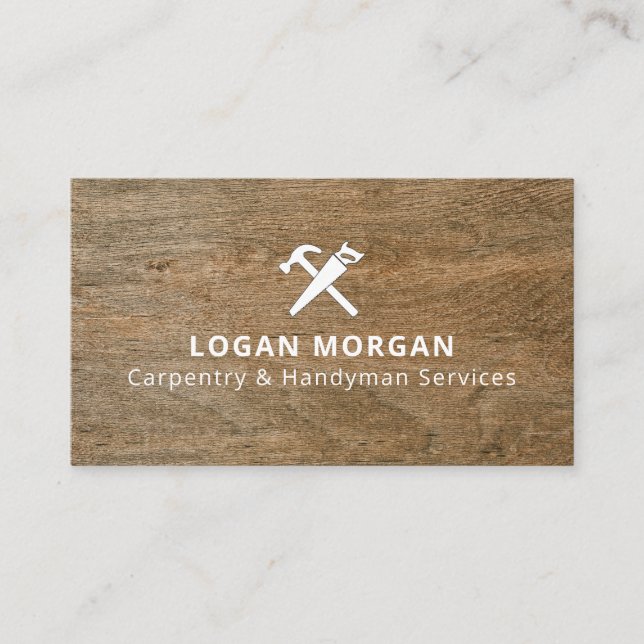 Carte De Visite Custom Logo Construction Handyman Wood (Devant)