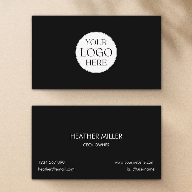 Carte De Visite Custom Logo Modern Minimalist Black and White      (Front and Back)
