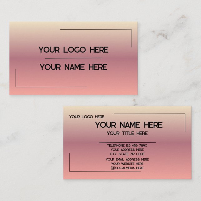Carte De Visite Custom Logo Name Minimalist Modern Professional (Devant / Derrière)