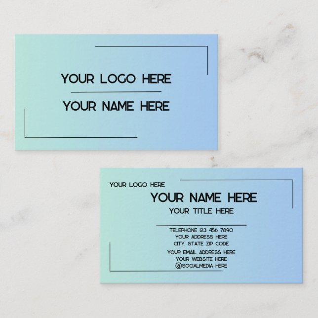 Carte De Visite Custom Logo Name Minimalist Modern Professional (Devant / Derrière)