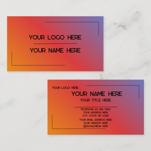 Carte De Visite Custom Logo Name Minimalist Modern Professional (Devant / Derrière)