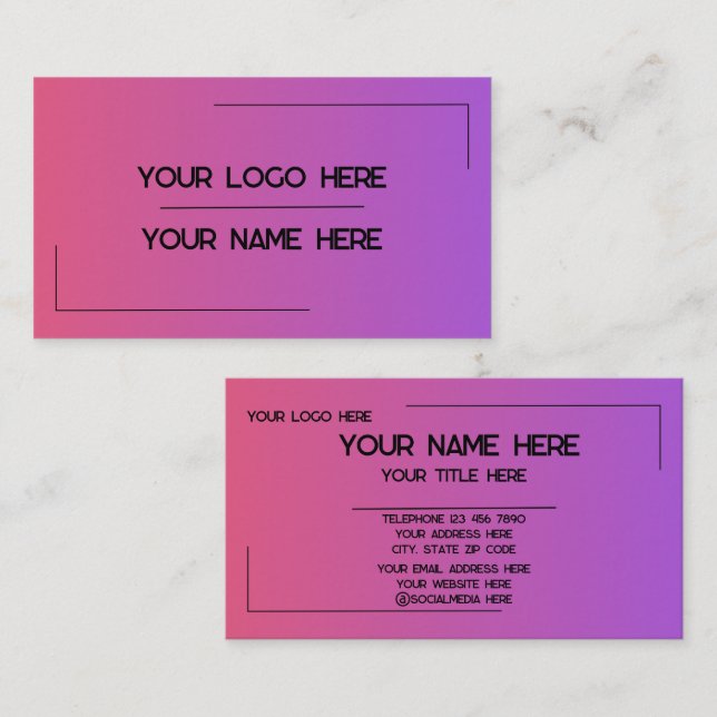 Carte De Visite Custom Logo Name Minimalist Modern Professional (Devant / Derrière)