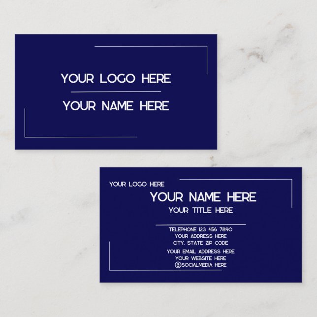 Carte De Visite Custom Logo Name Minimalist Modern Professional (Devant / Derrière)
