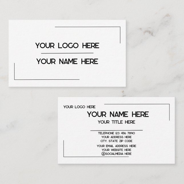 Carte De Visite Custom Logo Name Minimalist Modern Professional (Devant / Derrière)