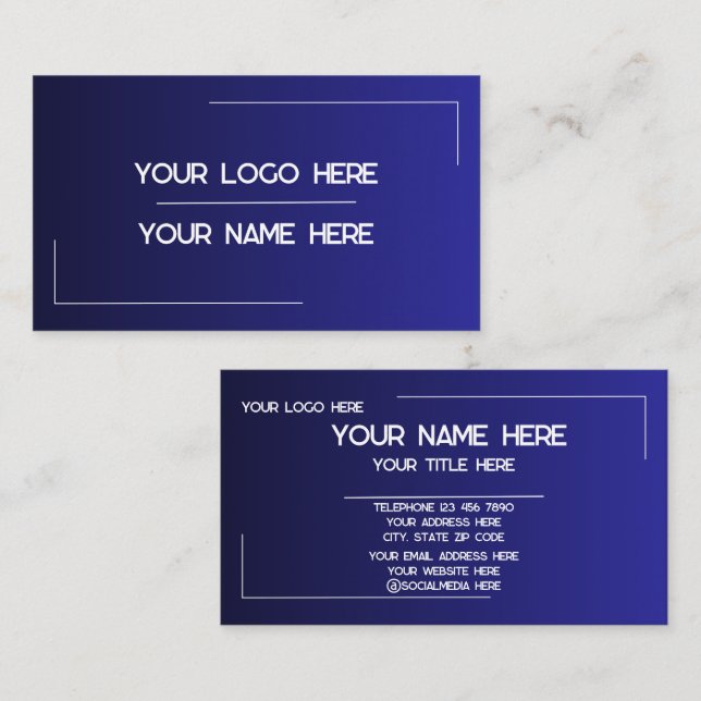 Carte De Visite Custom Logo Name Minimalist Modern Professional (Devant / Derrière)