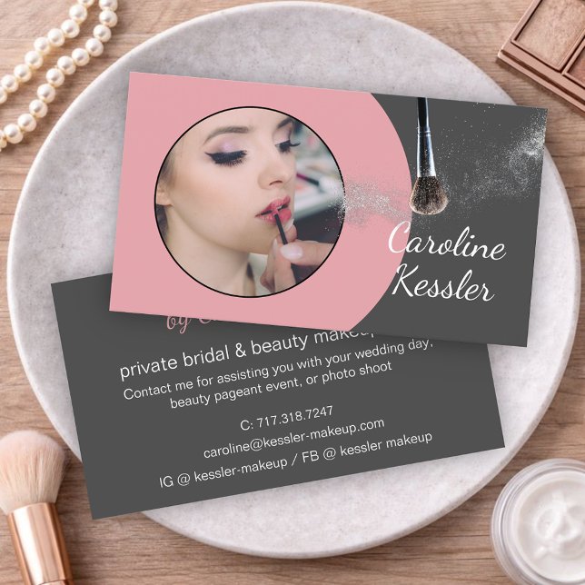 Carte De Visite Custom Mauve Taupe Blush Pink Makeup Artist (Créateur téléchargé)