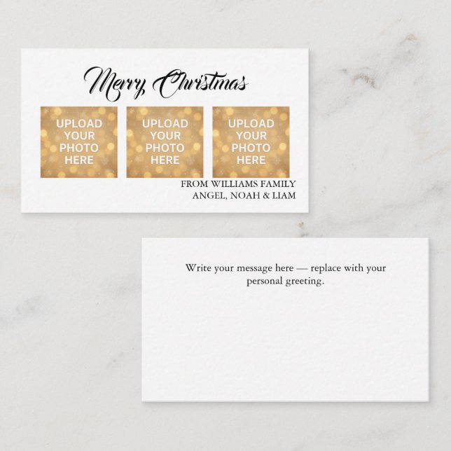 Carte De Visite Custom Merry Christmas Photo Business card theme (Devant / Derrière)