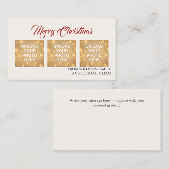 Carte De Visite Custom Merry Christmas Photo Card (Devant / Derrière)