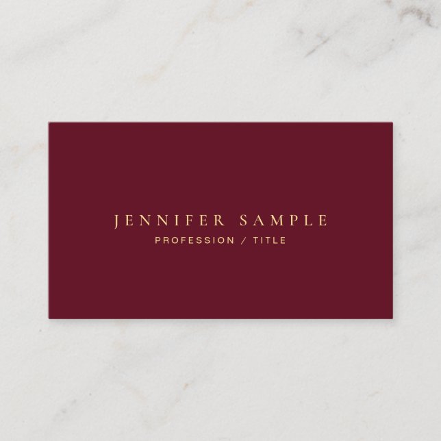Carte De Visite Custom Modern Minimalist Elegant Luxury Bordeaux (Devant)