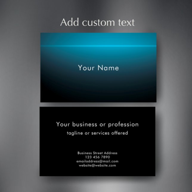 Carte De Visite Custom Modern Minimalist Technology Professional (Customize this professional business card template for a modern blue and black stylish contact card.)