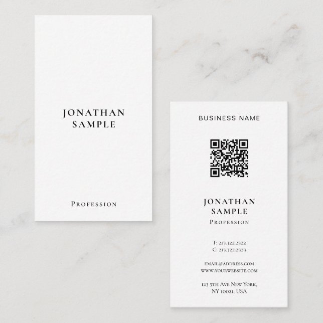 Carte De Visite Custom Modern Minimalist Template Vertical Sleek (Devant / Derrière)
