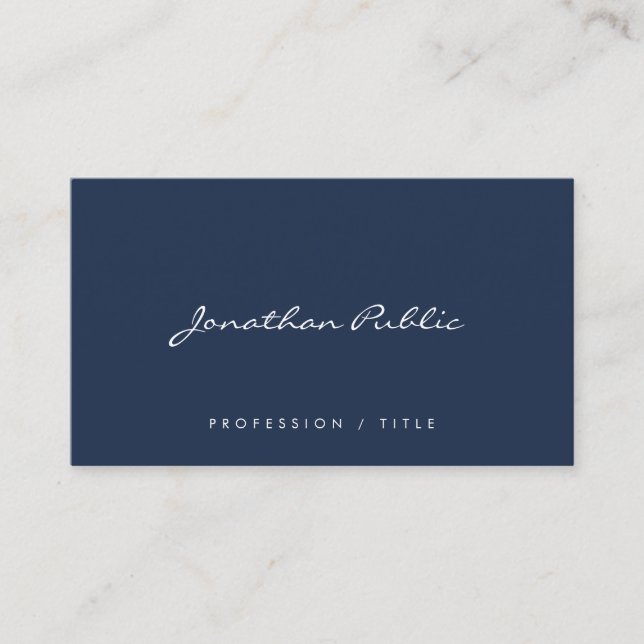 Carte De Visite Custom Modern Simple Handwritten Script Navy Blue (Devant)