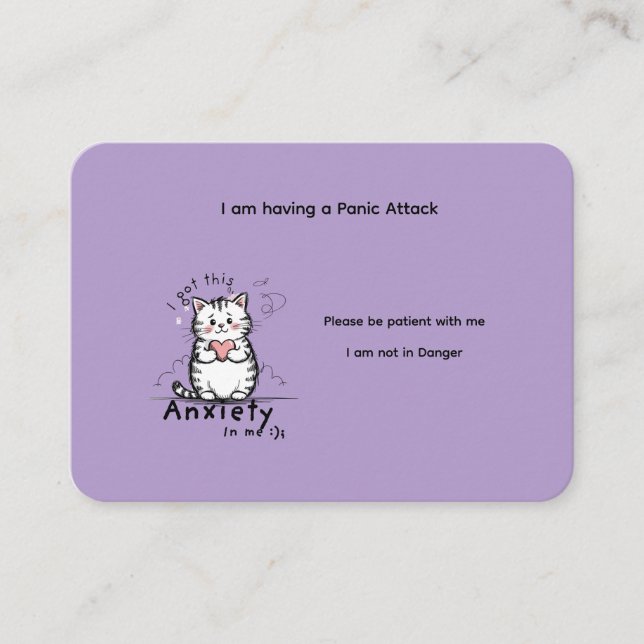 Carte De Visite Custom Panic Attack Help Card  (Devant)