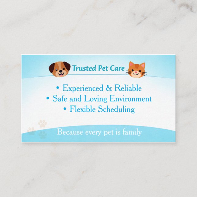 Carte De Visite Custom Pet Care | Pet Sitter Dog Walker (Devant)
