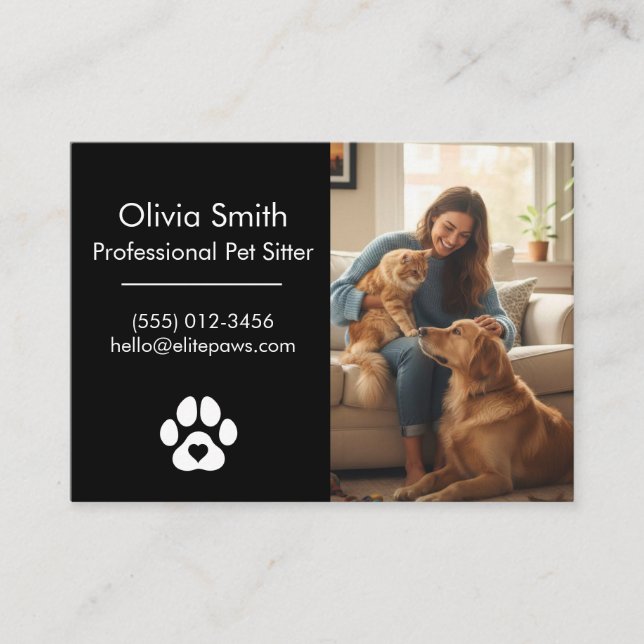 Carte De Visite Custom Photo Pet Sitter Business Card  (Devant)