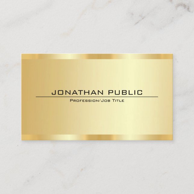 Carte De Visite Custom Professional Elegant Faux Gold Template (Devant)