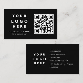 Carte De Visite Custom Qr Code And Logo Modern Black And White