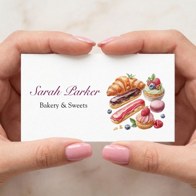 Carte De Visite Custom Simple Cakes Boulangerie aquarelle (Créateur téléchargé)