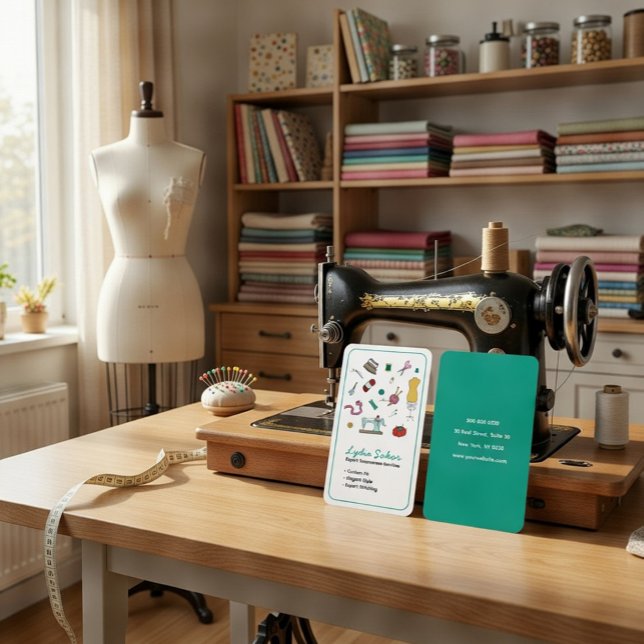 Carte De Visite Custom Tailoring & Alterations Seamstress  (Créateur téléchargé)