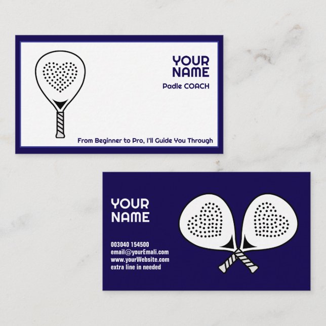 Carte De Visite 🎾Custom text,  Padel Coach (Devant / Derrière)