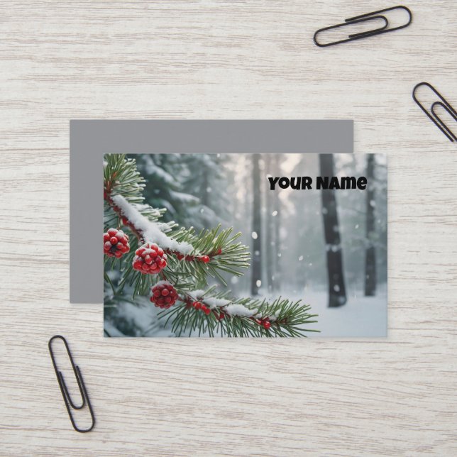 Carte De Visite Custom Winter Wonderland | Conception de pins et d (Devant/Arrière en situation)