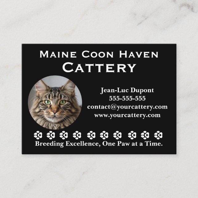 Carte De Visite Customizable Maine Coon Cattery Business Card (Devant)