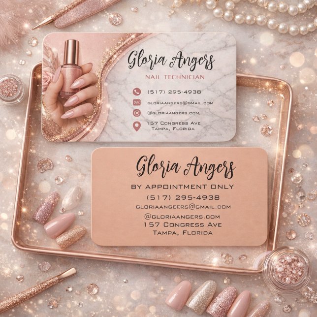 Carte De Visite Customizable Nail Technician Business Card (Créateur téléchargé)
