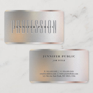 Carte De Visite CustomSilver Metallic Look Luxe Premium Pearl