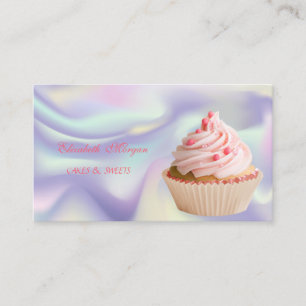 Carte De Visite Cute adorable Élégant Cupcake Boulangerie Holograp
