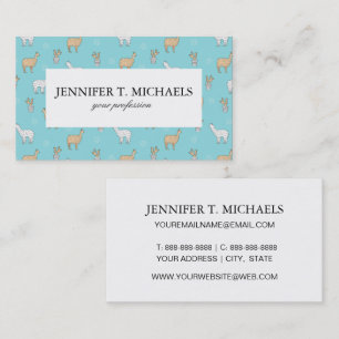 Carte De Visite Cute Alpaca Llama Cactus Motif