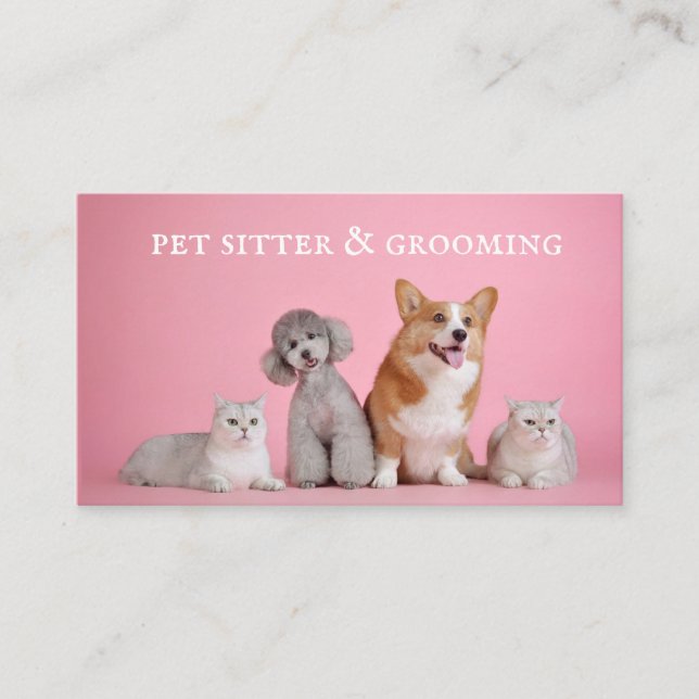 Carte De Visite Cute animal de compagnie Sitter Chien Grossing (Devant)