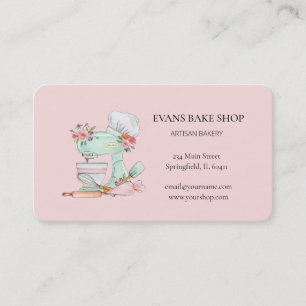 Carte De Visite Cute aquarelle Bakers Pink Mixer