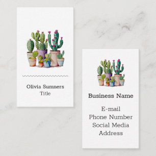 Carte De Visite Cute aquarelle cactus succulents dans les pots