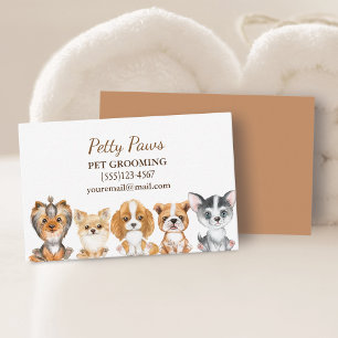 Carte De Visite Cute Aquarelle Chiots Service de Grossissement pou