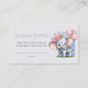 Carte De Visite Cute Aquarelle Elephant Rose floral Diaper Raffin