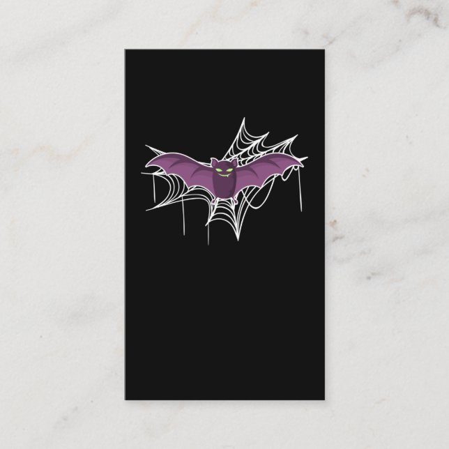Carte De Visite Cute Bat Lover Cobweb Halloween (Devant)