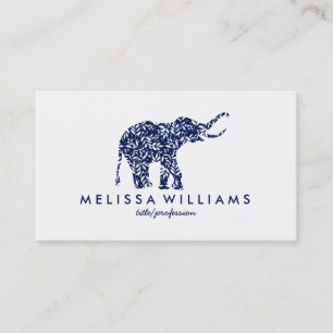 Carte De Visite Cute Blue Elephant Blanc Feuilles Botaniques