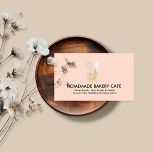 Carte De Visite Cute Blush Floral Boulangerie de cuisine