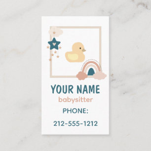 Carte De Visite Cute Boho Rainbow Rubber Duckie Babysitter