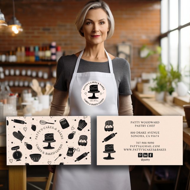 Carte De Visite Cute boulanger pâtisserie Chef Cuisine Ustensiles  (Créateur téléchargé)