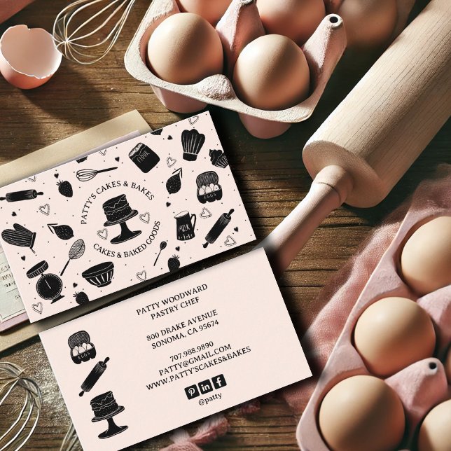 Carte De Visite Cute boulangerie Chef pâtisserie Ustensiles de cui (Créateur téléchargé)