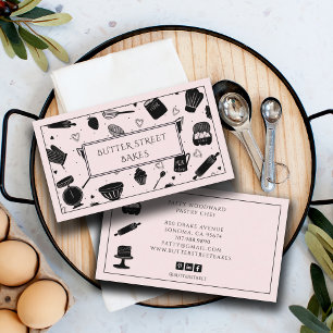 Carte De Visite Cute boulangerie Chef pâtisserie Ustensiles de cui