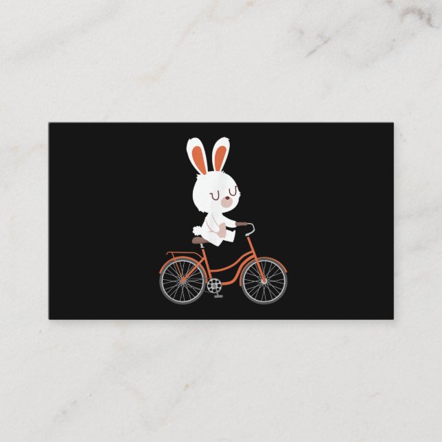 Carte De Visite Cute Bunny On Bike Rabbit Cycling Bicycle Bunny (Devant)